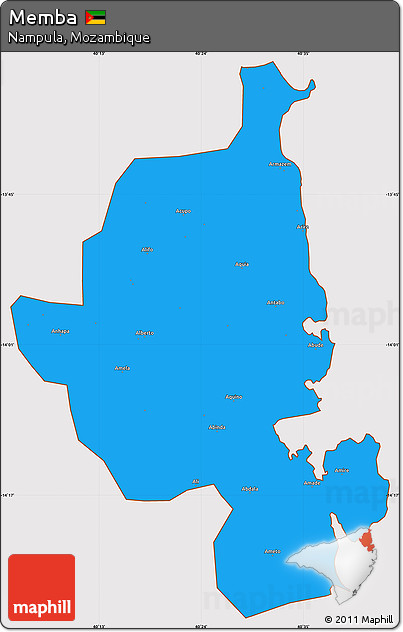 Political Simple Map of Memba, cropped outside