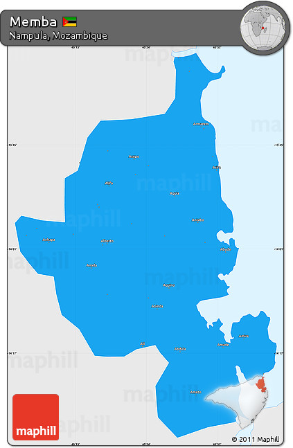 Political Simple Map of Memba, single color outside