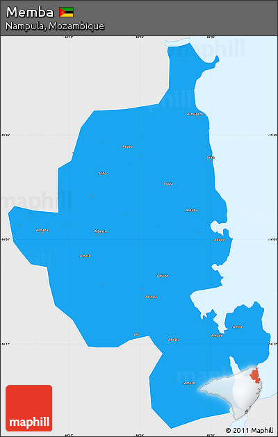 Political Simple Map of Memba, single color outside