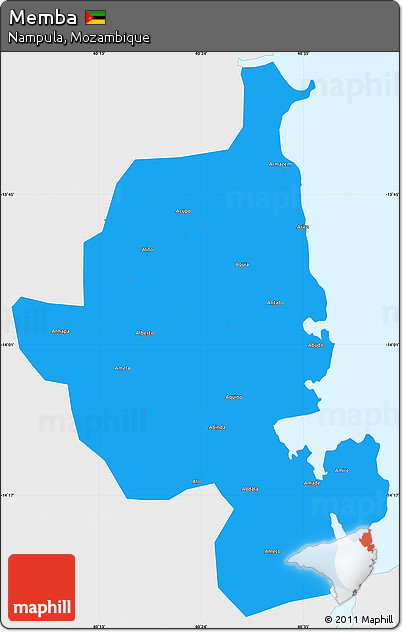 Political Simple Map of Memba, single color outside