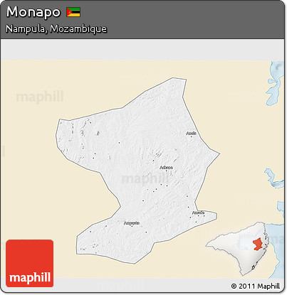 Classic Style 3D Map of Monapo, single color outside