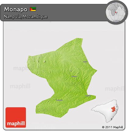 Physical 3D Map of Monapo, cropped outside