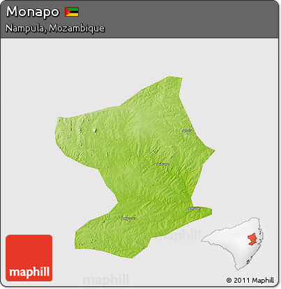 Physical 3D Map of Monapo, cropped outside