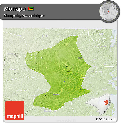 Physical 3D Map of Monapo, lighten