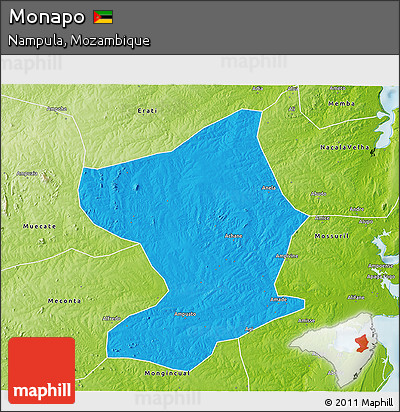Political 3D Map of Monapo, physical outside