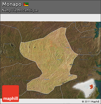 Satellite 3D Map of Monapo, darken