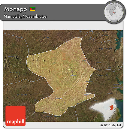 Satellite 3D Map of Monapo, darken