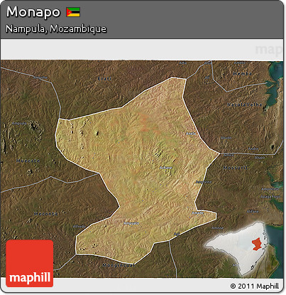 Satellite 3D Map of Monapo, darken
