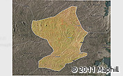 Satellite 3D Map of Monapo, darken, semi-desaturated