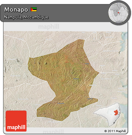 Satellite 3D Map of Monapo, lighten