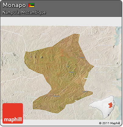 Satellite 3D Map of Monapo, lighten
