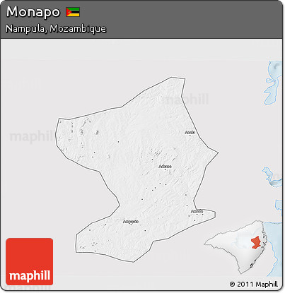 Silver Style 3D Map of Monapo, single color outside