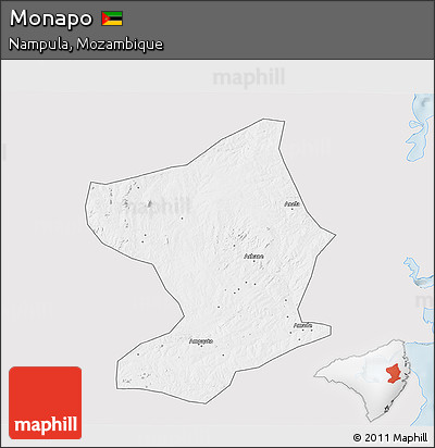 Silver Style 3D Map of Monapo, single color outside