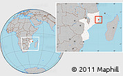 Gray Location Map of Monapo, highlighted country, within the entire country