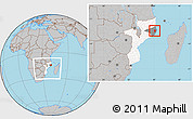 Gray Location Map of Monapo, highlighted country, highlighted parent region, within the entire country