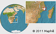 Satellite Location Map of Monapo, highlighted parent region, within the entire country