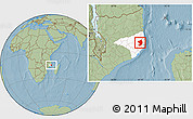 Savanna Style Location Map of Monapo, highlighted parent region, hill shading