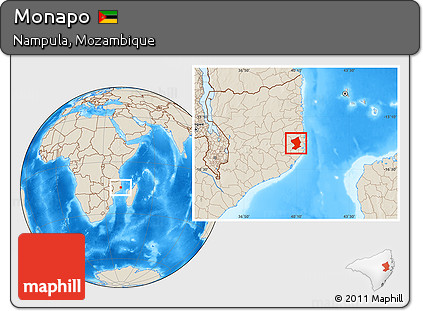 Shaded Relief Location Map of Monapo