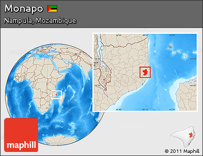 Shaded Relief Location Map of Monapo