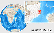 Shaded Relief Location Map of Monapo, highlighted country