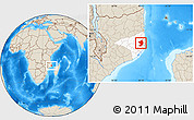 Shaded Relief Location Map of Monapo, highlighted parent region