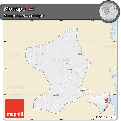 Classic Style Map of Monapo, single color outside
