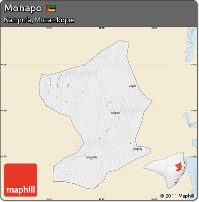 Classic Style Map of Monapo, single color outside