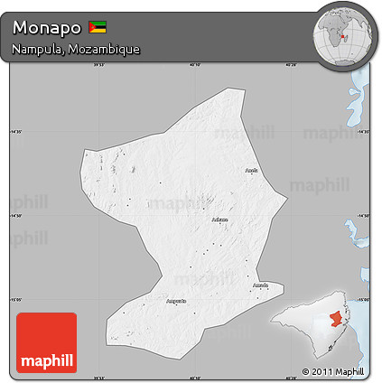 Gray Map of Monapo, single color outside