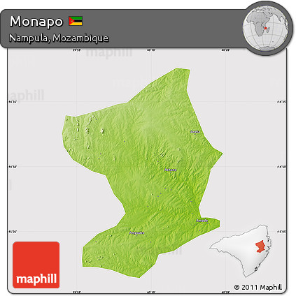 Physical Map of Monapo, cropped outside