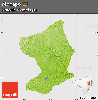 Physical Map of Monapo, cropped outside