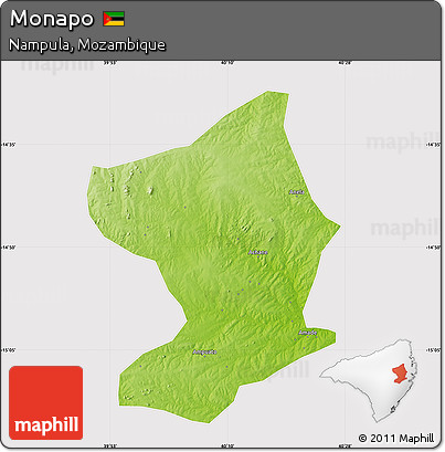 Physical Map of Monapo, cropped outside