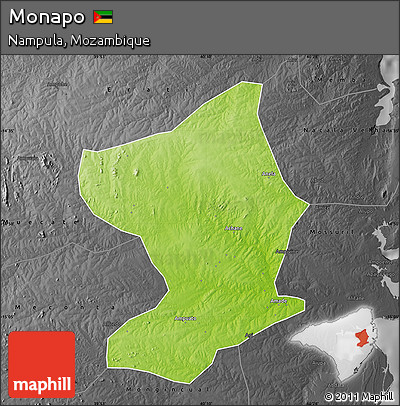 Physical Map of Monapo, darken, desaturated