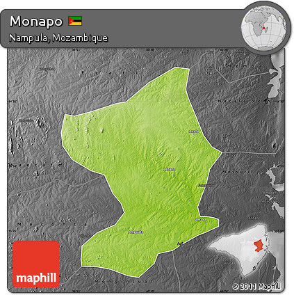 Physical Map of Monapo, darken, desaturated