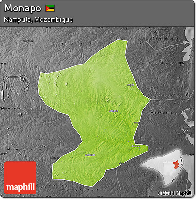 Physical Map of Monapo, darken, desaturated
