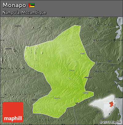 Physical Map of Monapo, darken, semi-desaturated