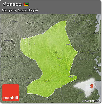 Physical Map of Monapo, darken, semi-desaturated