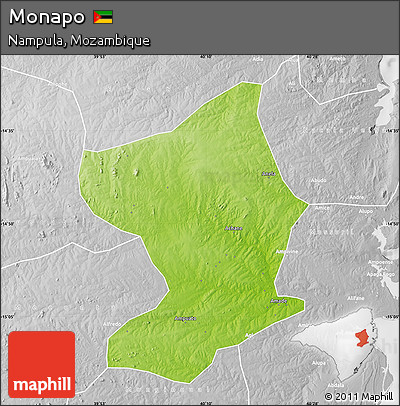 Physical Map of Monapo, lighten, desaturated