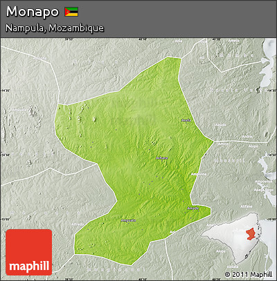 Physical Map of Monapo, lighten, semi-desaturated