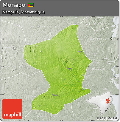 Physical Map of Monapo, lighten, semi-desaturated