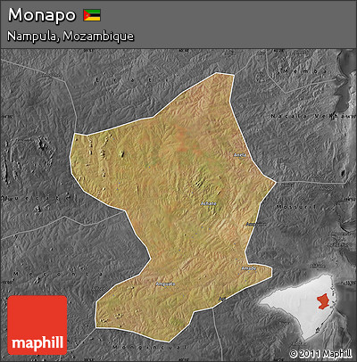 Satellite Map of Monapo, darken, desaturated