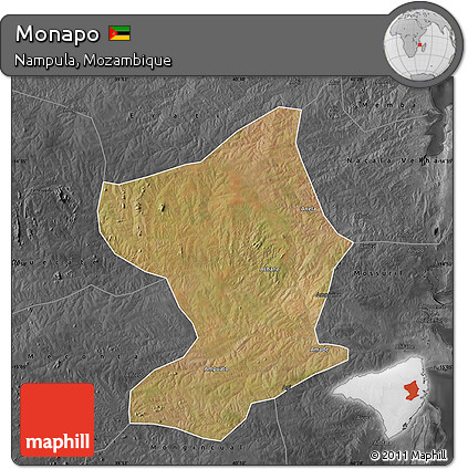 Satellite Map of Monapo, darken, desaturated