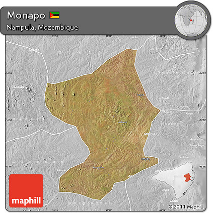 Satellite Map of Monapo, lighten, desaturated