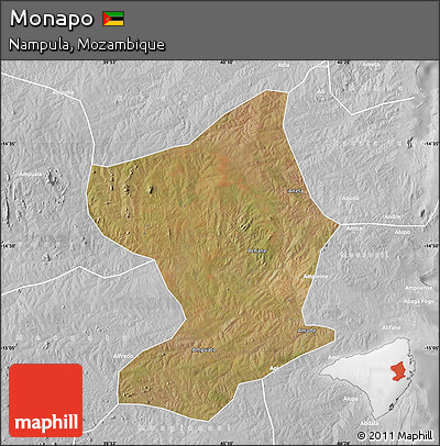 Satellite Map of Monapo, lighten, desaturated