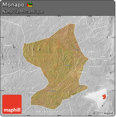Satellite Map of Monapo, lighten, desaturated