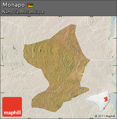 Satellite Map of Monapo, lighten