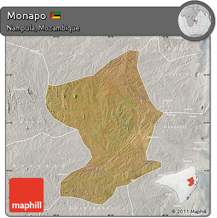 Satellite Map of Monapo, lighten, semi-desaturated