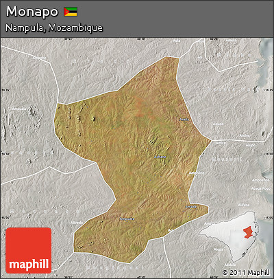 Satellite Map of Monapo, lighten, semi-desaturated