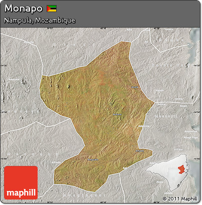 Satellite Map of Monapo, lighten, semi-desaturated