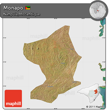 Satellite Map of Monapo, single color outside
