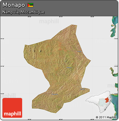 Satellite Map of Monapo, single color outside